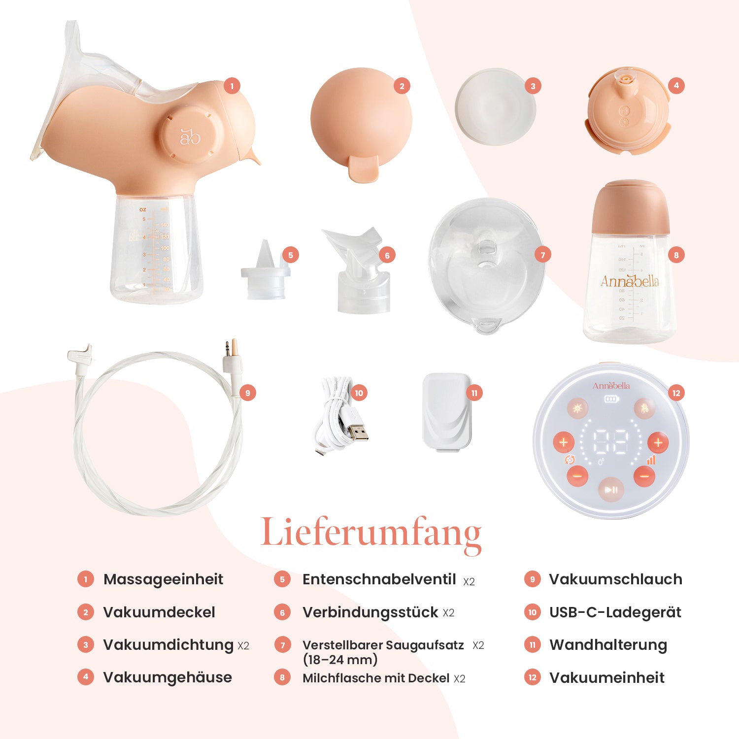 Annabella Double Electric Breast Pump with revolutionary Tongue-Simulating Technology Portable including Hands free pumping Bra